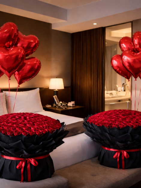 A Grand Valentine’s Gesture | 300 Red Roses with Heart Balloons