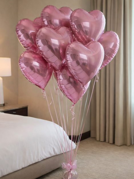 10 Heart Foil Balloons – pink Colors