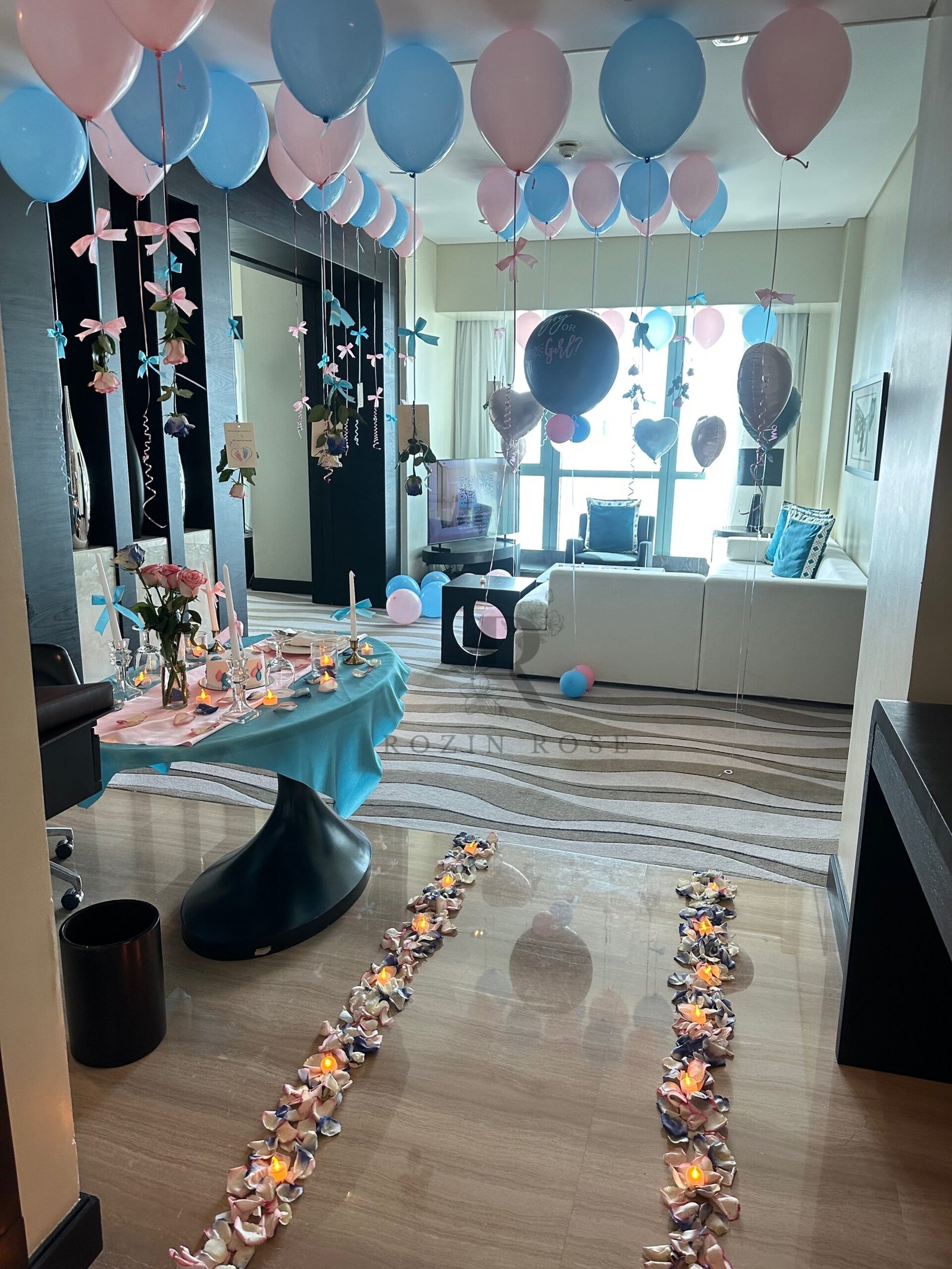 Gender Reveal Decoration Setup